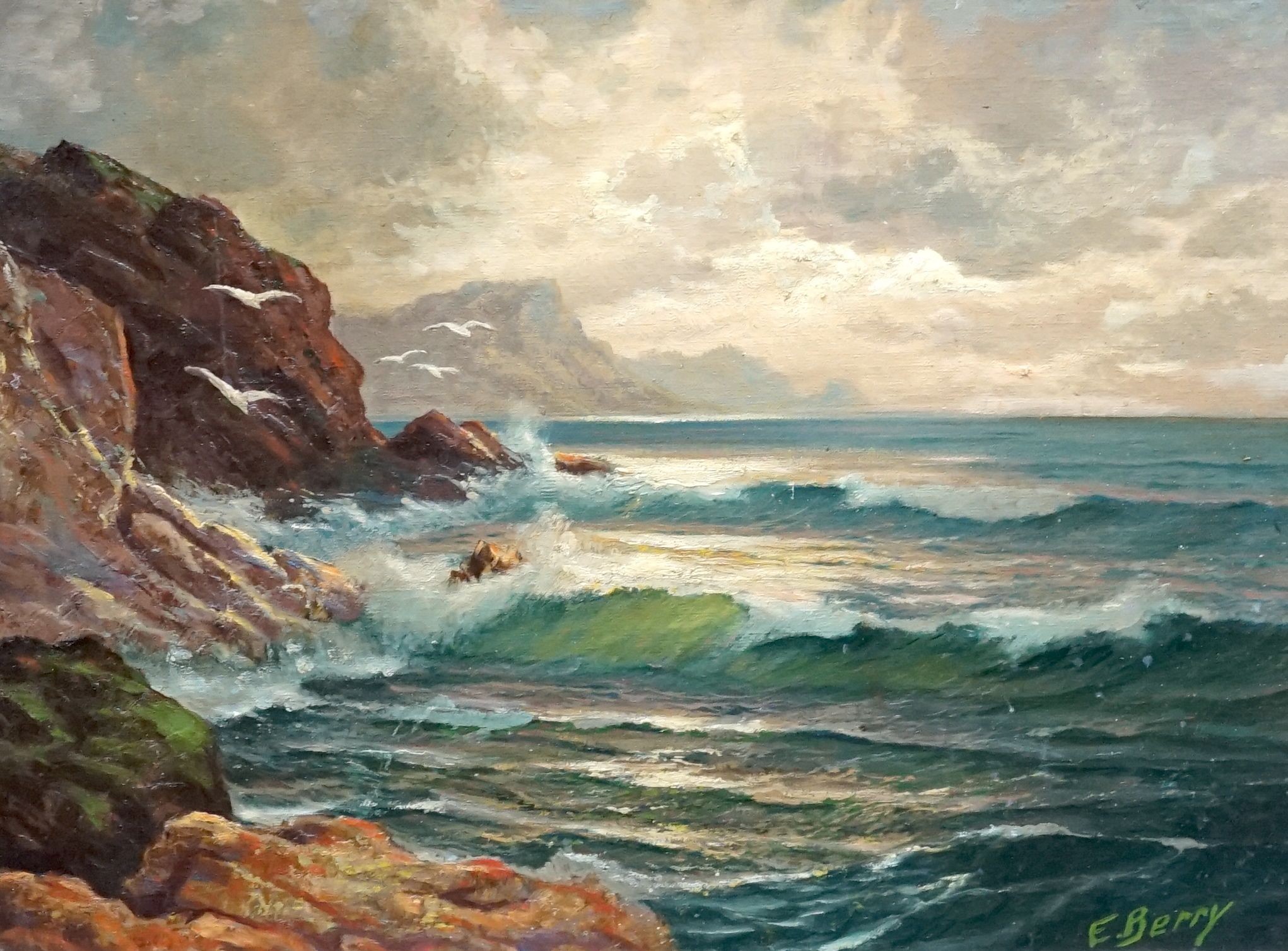 E Berry (early 20th century) a pair of oils on canvas, coastal scenes, 50 cm X 65cm